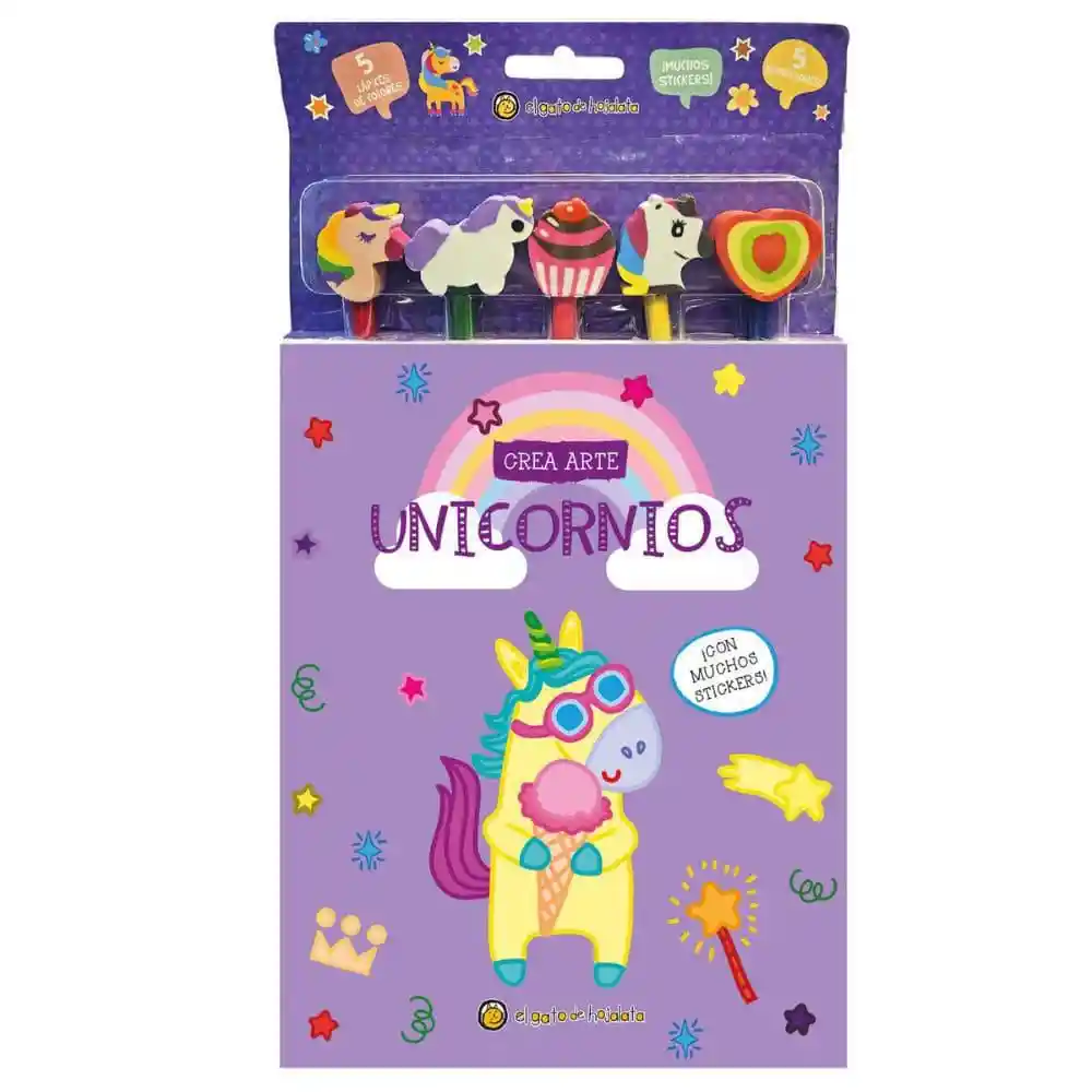 Crear Arte Unicornios Lapices y Borradores de Hojalata El Gato