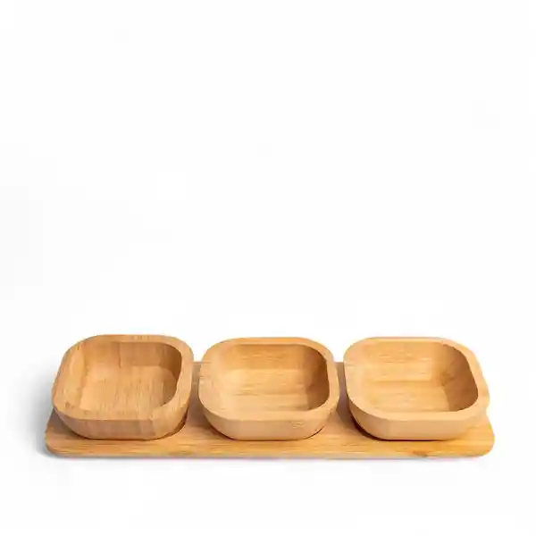 Set Bandeja en Bambú Con Salseras Ambiente Gourmet
