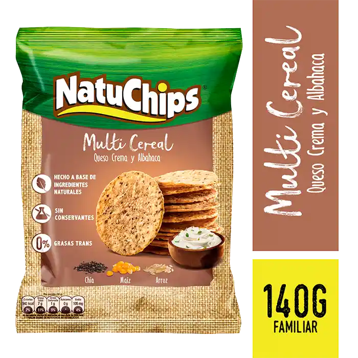 Natuchips Multi Cereal Queso Crema Y Albahaca