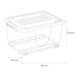 Krea Caja Organizadora Rueda Transparente Tapa Color Blanca 26 L