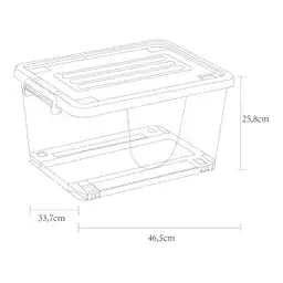 Krea Caja Organizadora Rueda Transparente Tapa Color Blanca 26 L