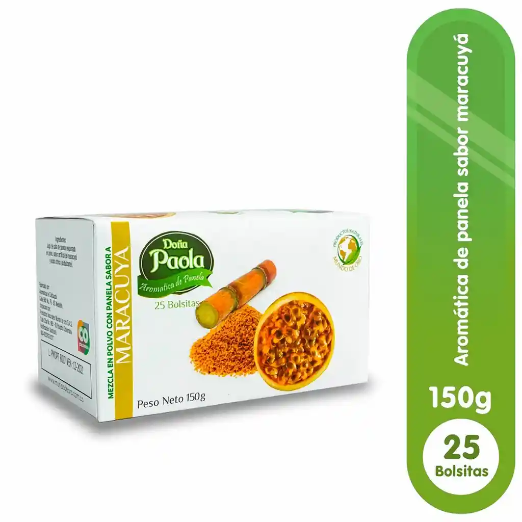 Aroma Doña Paola Tica De Panela Sabor Maracuyá X 25 Unidades