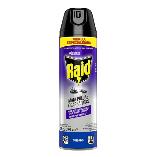 Raid insecticida aerosol mata pulgas, 390ml