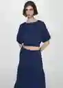 Falda Indie Azul Noche Talla L Mujer Mango