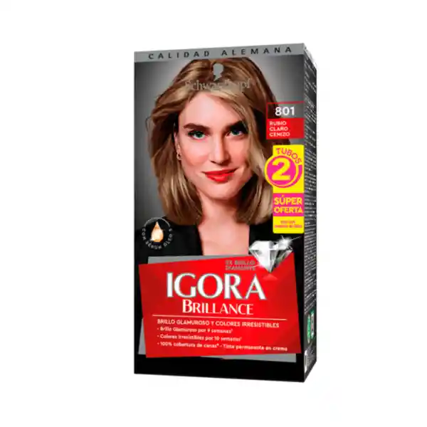 Igora Tinte Brillance Rubio Claro Cenizo 801 100 mL