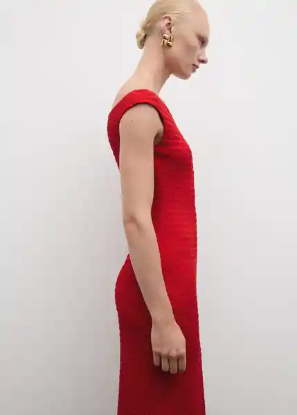 Vestido Fresa Rojo Talla M Mujer Mango