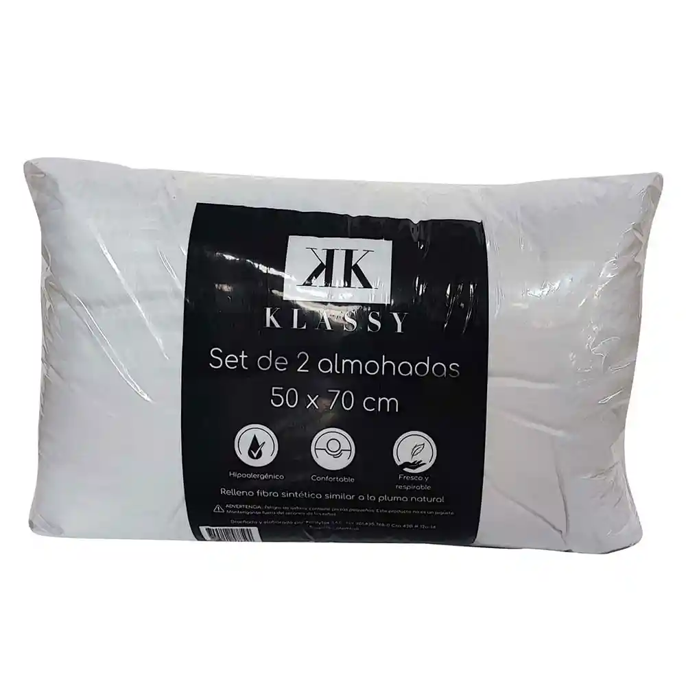 Almohada 50x70x35 Cm 2 Un. Kla-50-x2 Microfibra Klassy