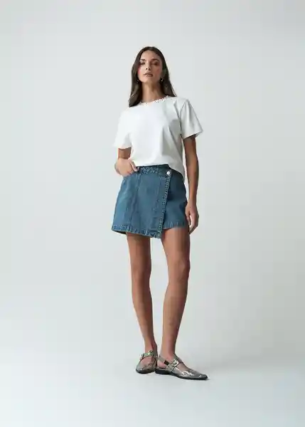 Camiseta Mujer Crudo Puro Claro Talla L 402G058 Naf Naf
