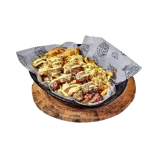 Salchipapa Pollo Suiza