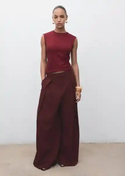 Camiseta Gala Burdeos Talla S Mujer Mango
