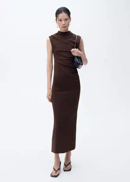 Vestido Curra Marrón Talla S Mujer Mango