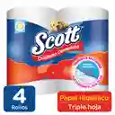 Scott Papel Higiénico Cuidado Completo Triple Hoja 4 Rollos