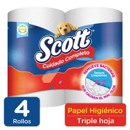 Scott Papel Higiénico Cuidado Completo Triple Hoja 4 Rollos