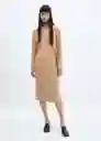 Vestido Crink-W Beige Talla L Mujer Mango