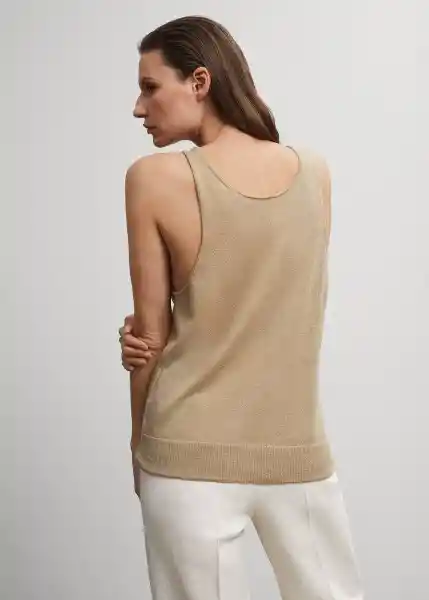 Top Am090 Beige Talla M Mujer Mango