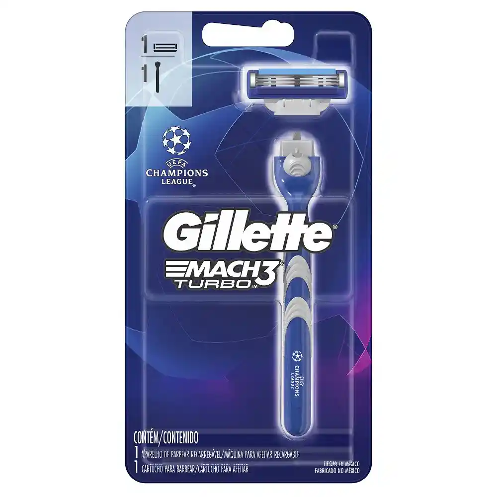 Gillette Mach3 Turbo Máquina Para Afeitar Recargable 1 Unidad