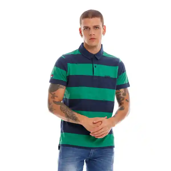 Superdry Camiseta Polo Academy Stripe Verde Rayas Negras Talla S