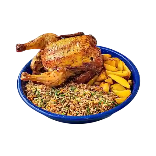 Completo con Ensalada, Chaufa y Papas