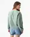Blusa Eyelet Longsleeve Verde Golfo Medio Talla S Chevignon