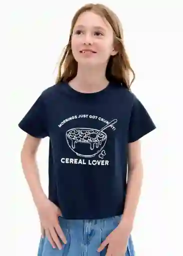 Camiseta Cereal Navy Talla 10 Niñas Mango