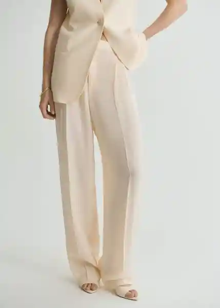 Pantalón Mire Vainilla Talla 36 Mujer Mango