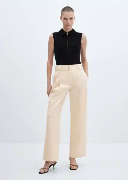 Pantalón Myriam Off-White Talla 42 Mujer Mango