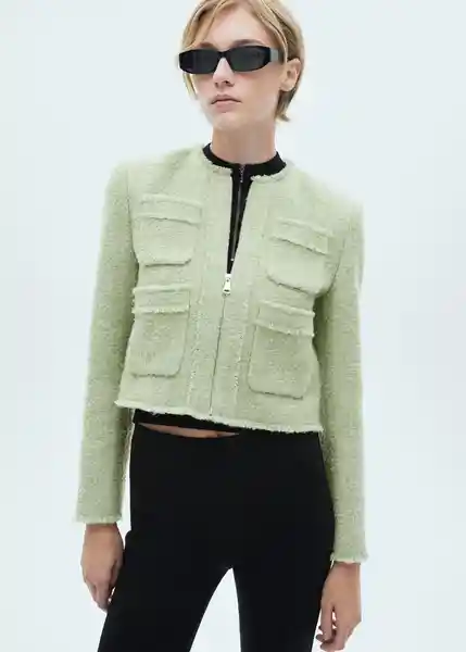 Chaqueta Ena Verde Pastel Talla M Mujer Mango