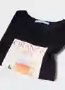 Camiseta Dine Negro Talla L Mujer Mango