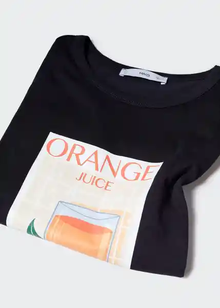Camiseta Dine Negro Talla L Mujer Mango