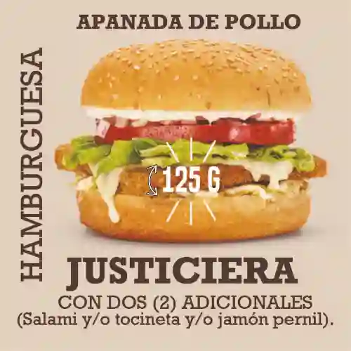 Hamburguesa justiciera de pollo apanado