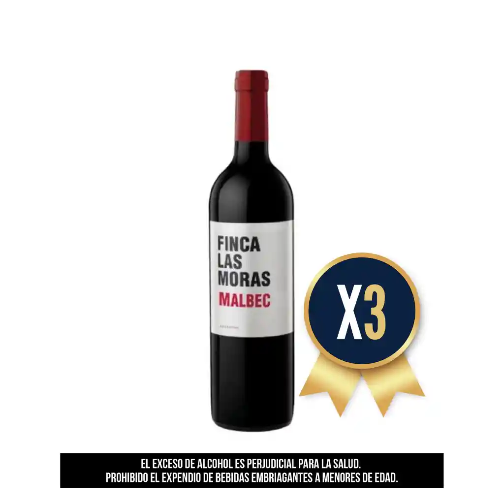 Vino Las Moras Tinto Malbec 750Ml Combo X 3