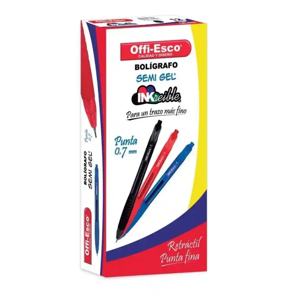 Offi-Esco Bolígrafo Retráctil Semi Gel 0.7 Negro OE-050