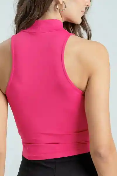 Crop Top Halter Color Rosado Brillante Talla L Ragged