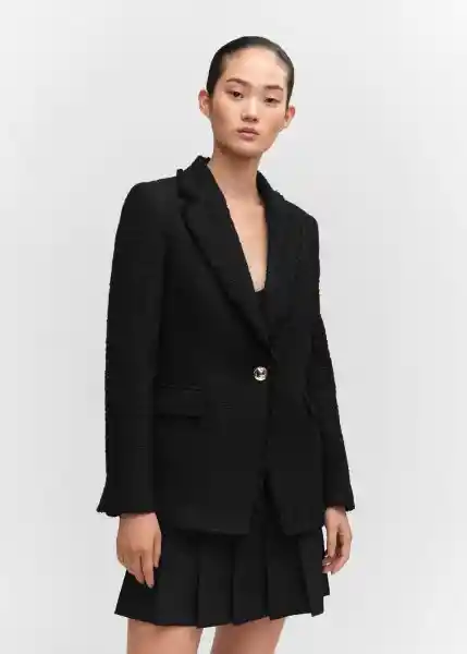 Blazer Americana Quintin Negro Talla XS Mujer Mango