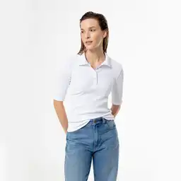 Camiseta Polo Manga Corta en Rib Algodón Femenino Lacet Gef Talla M
