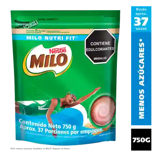 Bebida en polvo MILO NUTRI-FIT menos azúcares x 750g