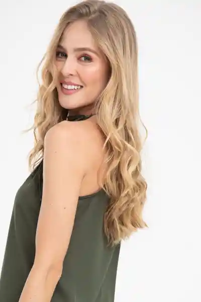 Ragged Blusa Halter Gracey Color Verde Militar Talla M