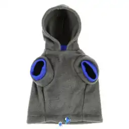 Chaqueta Térmica Con Capucha. Ideal Para Perros Pequeños. Las Mangas y el Cuello Son de Color Azul y el Cuerpo y la Capucha de Color Gris. En la Parte de Abajo o Cierre la Chaqueta Tiene un Cordón Para Ajustarla al Cuerpo de la Mascota. Sku 7703220003440