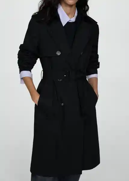Gabardina Trench Polana Negro Talla XL Mujer Mango