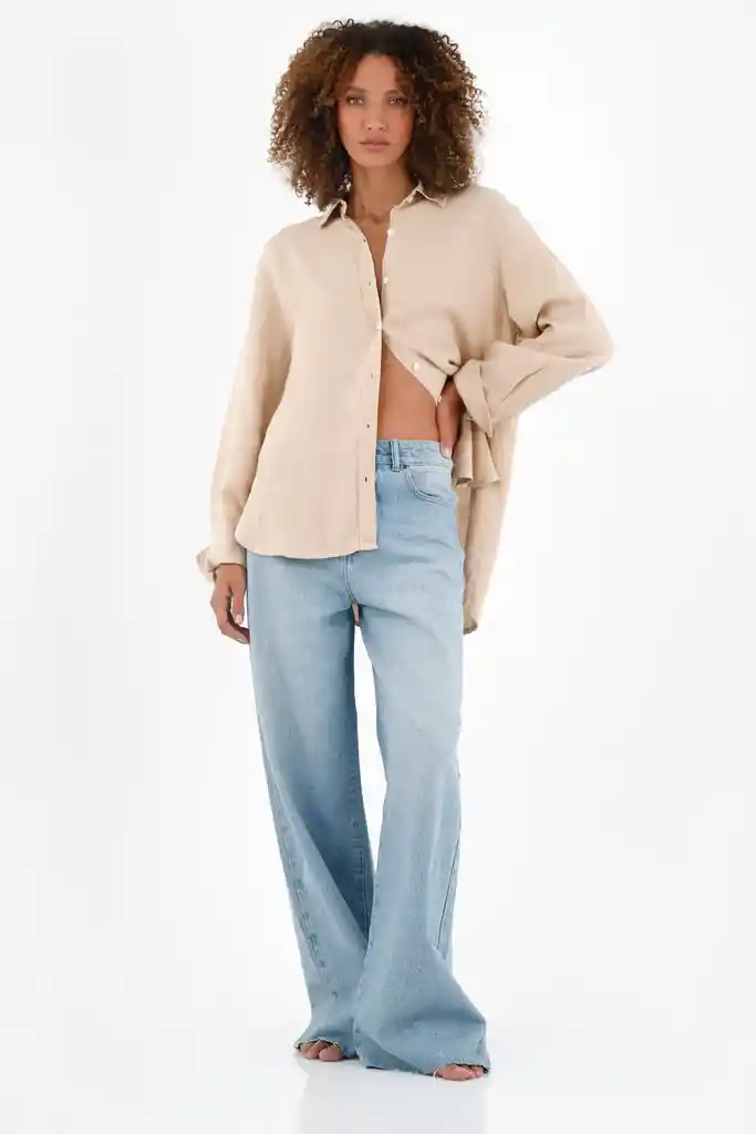 Camisa en Lino Café Para Mujer