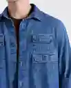 Camisa Hombre Azul Talla M 519G000_AZU174021 Americanino
