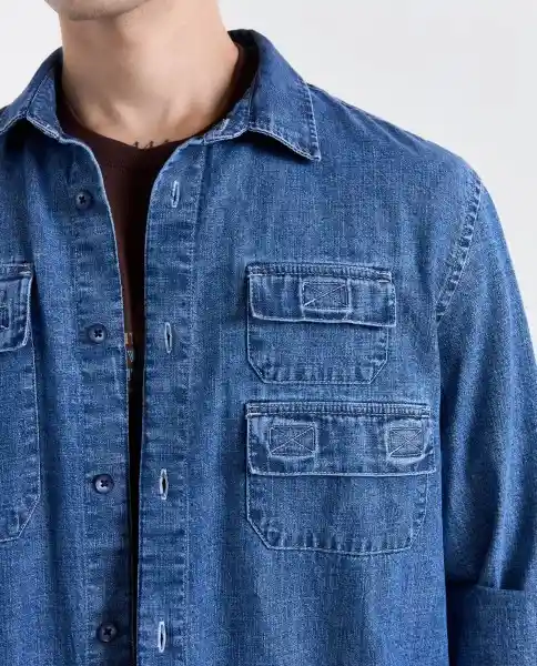 Camisa Hombre Azul Talla M 519G000_AZU174021 Americanino