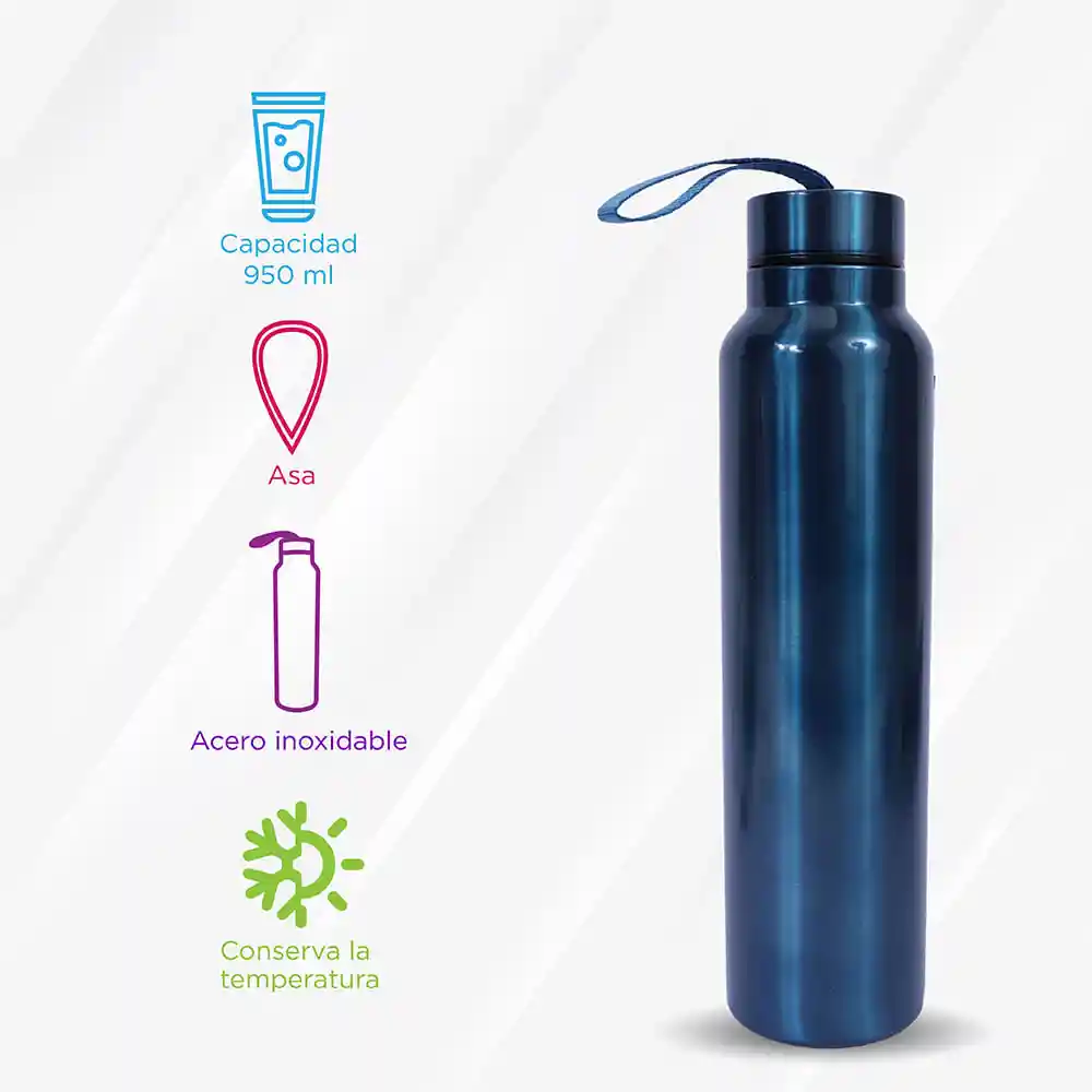 Miniso Termo de Acero Inoxidable Con Correa Azul 950 mL