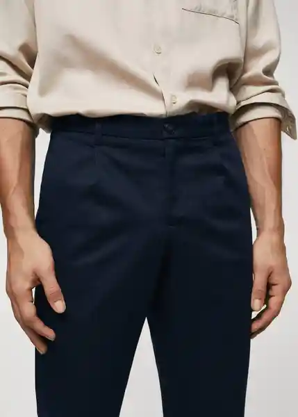 Pantalón Temple Navy Talla 46 Hombre Mango