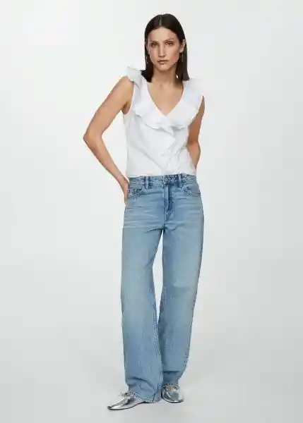 Top Popli Blanco Talla 18 Mujer Mango