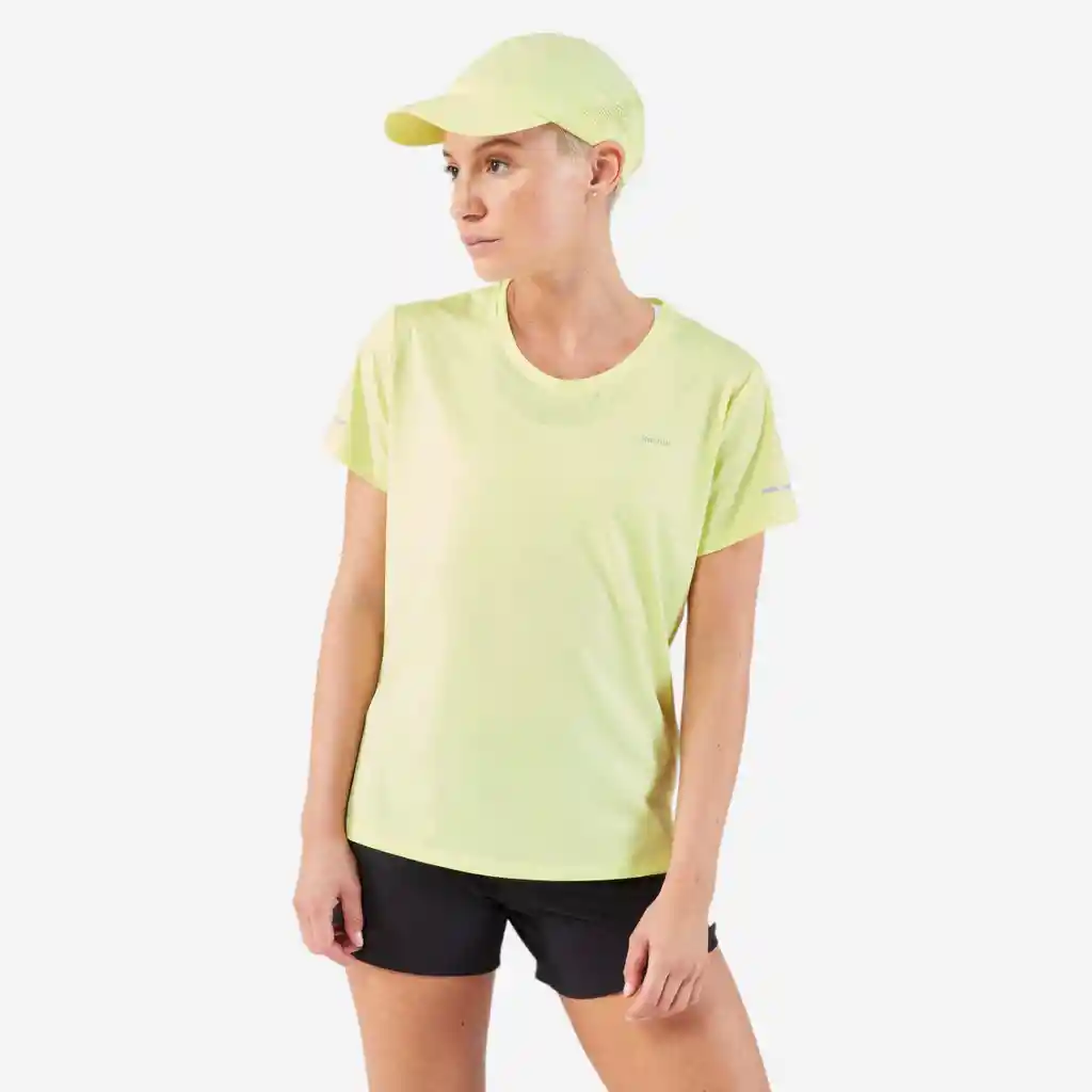 Camiseta Running Transpirable Mujer - Kiprun Run 500 Dry Amarillo