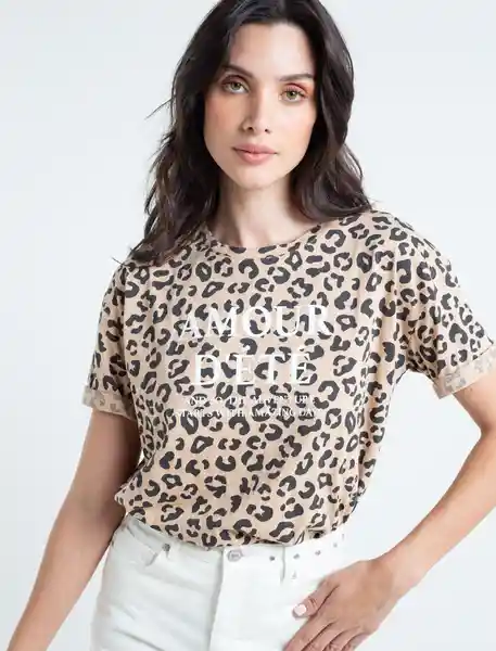  Camiseta Beige Ajonjoli Medio Talla M 402E005 Naf-Naf 