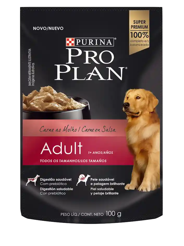 Comida húmeda para perros adultos sabor a carne Purina Pro Plan x 100gr