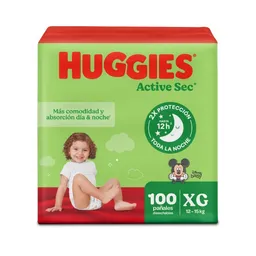 Pañal Huggies Active Sec Etapa 4/XG Más Absorción 100 Und