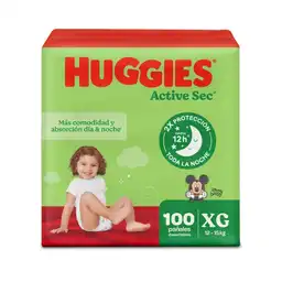 Pañal Huggies Active Sec Etapa 4/XG Más Absorción 100 Und